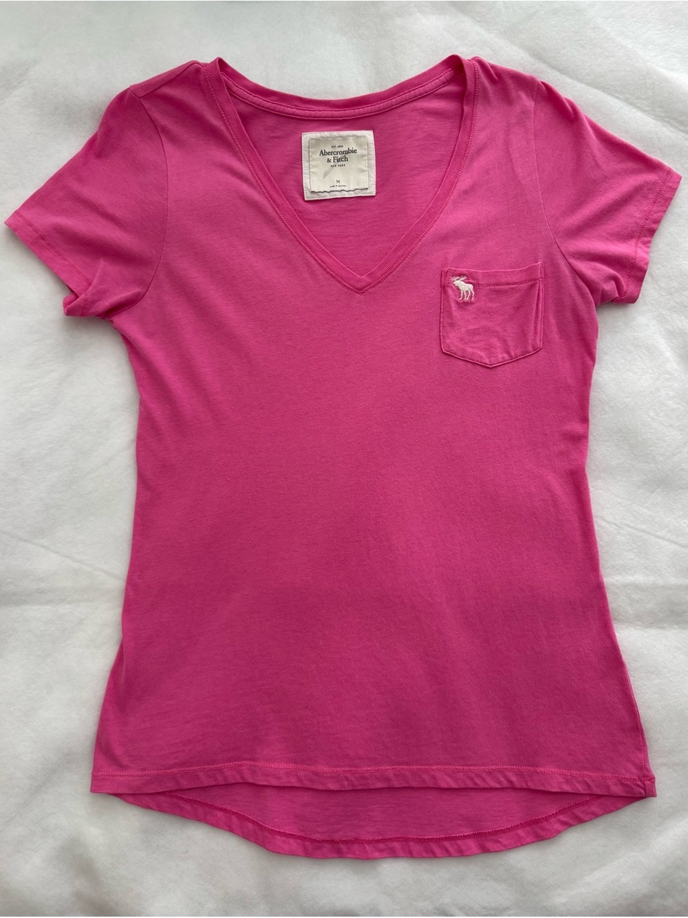 Abercrombie & Fitch Y2K Women’s V-Neck Pocket Tee Pink Medium Great Condition